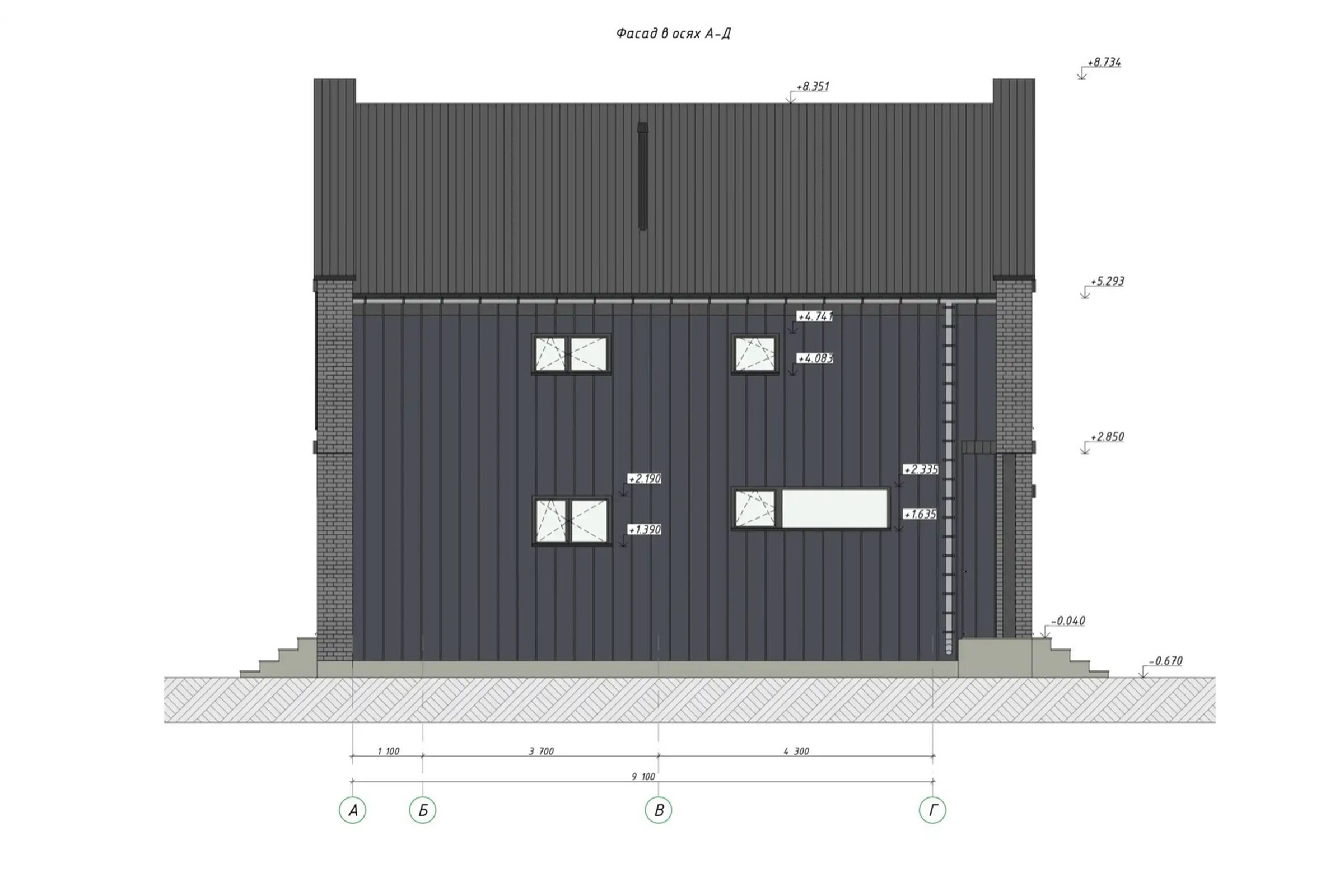 Двухэтажный дом в стиле барн, 138 м²