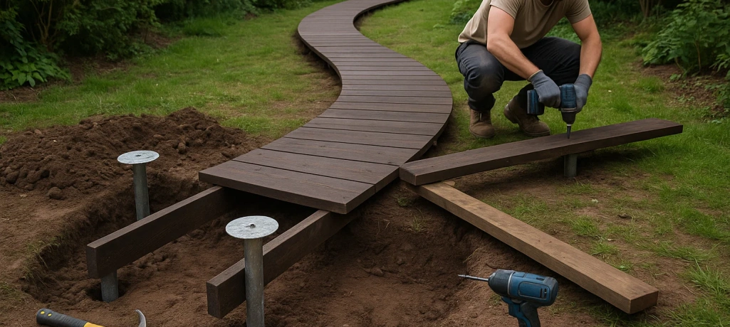 Как мы строили долговечные садовые дорожки на винтовых сваях